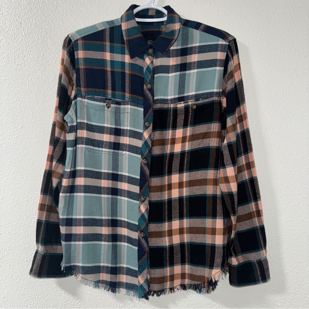 Rails Brando Heathrow Mixed Plaid Flannel Colorblock Comfy Cozy Lagenlook XS